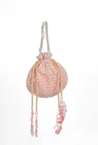 Peach Blossom Chikankari Georgette Potli image 3