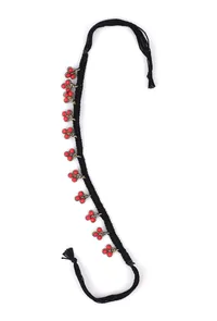 Set Of 2: Nitya Black Thread & Antique Plated Brass Charm Anklets image 3