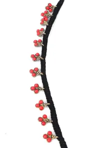 Set Of 2: Nitya Black Thread & Antique Plated Brass Charm Anklets image 4