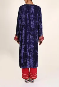 Royal Purple Gota Embroidered Chenille Phiran image 3