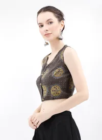 Khakhi Green Ajrakh Cotton Blouse image 3