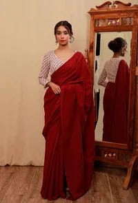 Baby Pink Block Printed Full Sleeves Blouse image 6