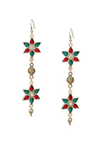 Double Flower Afghan German Silver Earrings image 2