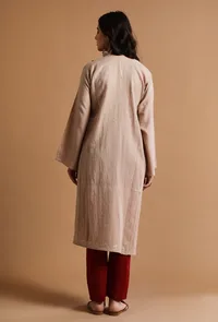 Heathered Grey Kashmiri Sozni Embroidery Phiran-Free Size image 4