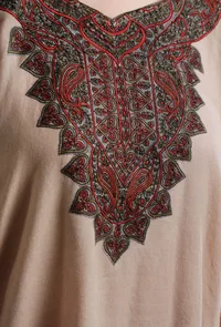 Heathered Grey Kashmiri Sozni Embroidery Phiran-Free Size image 5