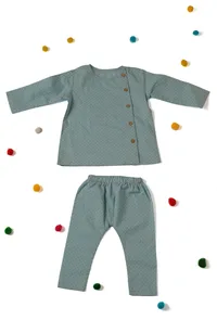 Set of 2: Candy Blue Short Cotton Kurta and Pajama image 1