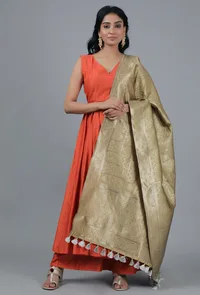 Gold Bandhani Brocade Dupatta image 1
