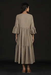 Cream Flared Cotton Dress image 4