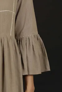 Cream Flared Cotton Dress image 5