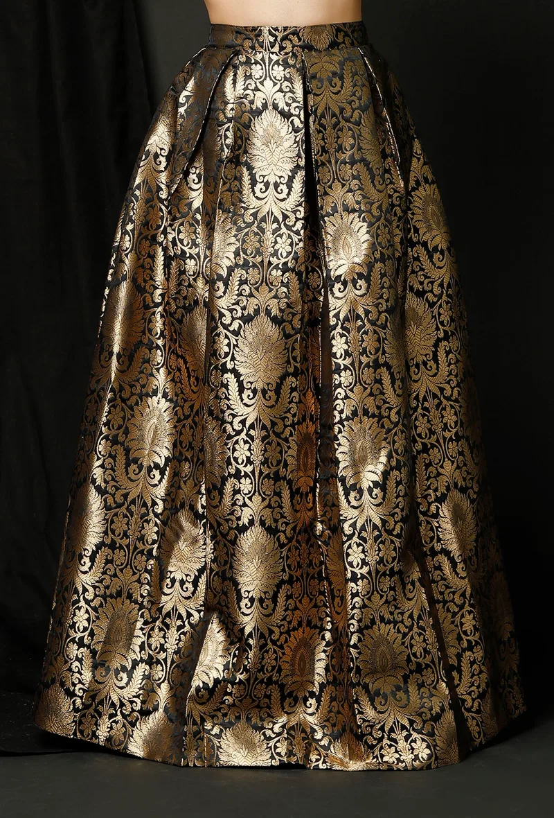 Black Banarsi Brocade Skirt