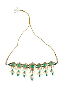 Ethnic Emerald Drop Necklace Set image 2