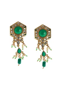 Ethnic Emerald Drop Necklace Set image 3