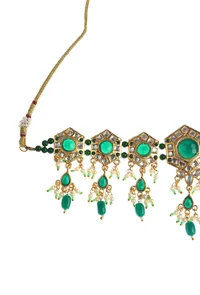 Ethnic Emerald Drop Necklace Set image 4
