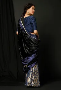 Set of 3 : Midnight Blue Shara with Blouse and Odhni Drape image 3