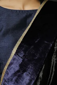 Set of 3 : Midnight Blue Shara with Blouse and Odhni Drape image 4