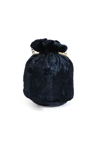 Royal Blue Velvet Tila Embroidery Potli image 3