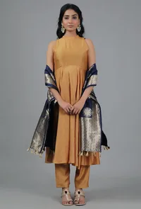 Indigo Blue Chanderi Brocade Dupatta image 2