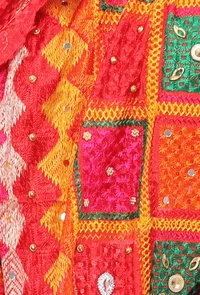 Alta red  allover embriodred phoolkari dupatta image 4