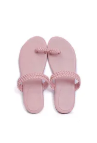 Rose Pink Knotted Cruelty Free Leather Sandals image 2