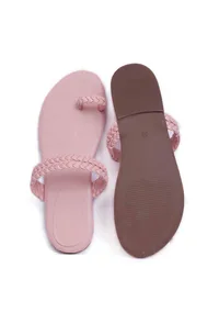 Rose Pink Knotted Cruelty Free Leather Sandals image 3
