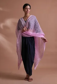 Light Pink Color Silk Organza Embroidered Dupatta image 1