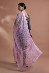 Light Pink Color Silk Organza Embroidered Dupatta image 3