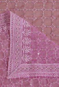 Light Pink Color Silk Organza Embroidered Dupatta image 5