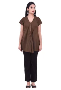 Olive Green Pure Cotton Kurta image 1