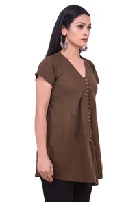 Olive Green Pure Cotton Kurta image 2