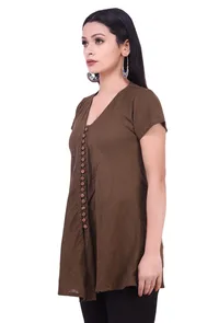 Olive Green Pure Cotton Kurta image 3