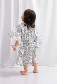 Black Block Printed Cotton Kaaftan image 3