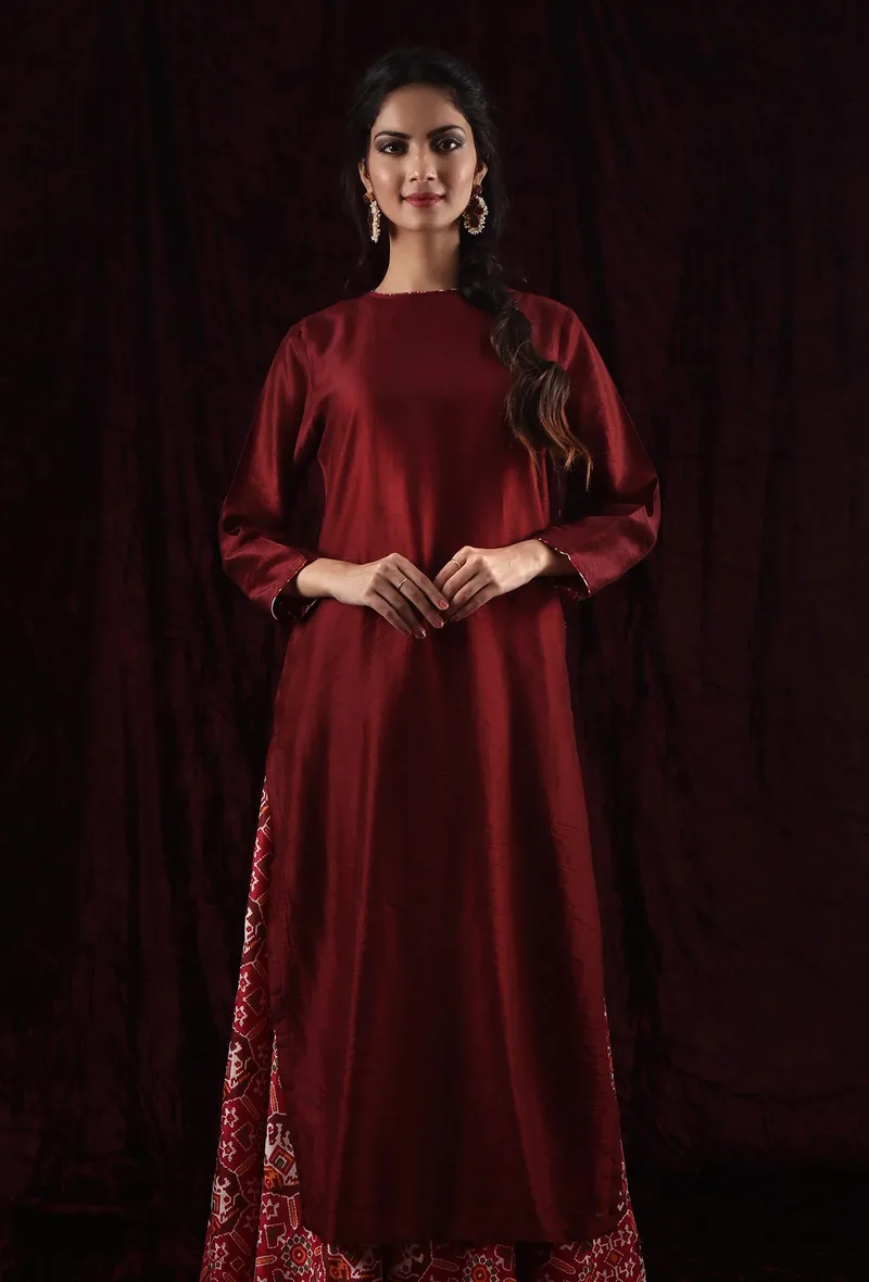 Mahogany Red Chanderi Kurta