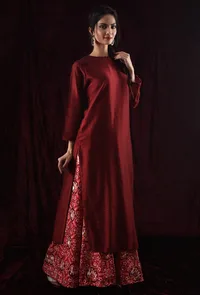 Mahogany Red Chanderi Kurta image 2