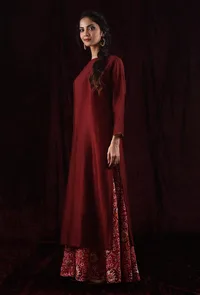Mahogany Red Chanderi Kurta image 3
