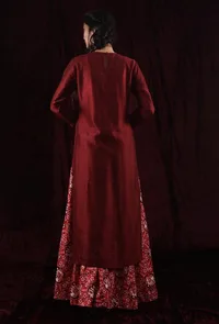 Mahogany Red Chanderi Kurta image 4