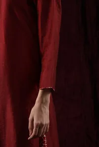 Mahogany Red Chanderi Kurta image 6