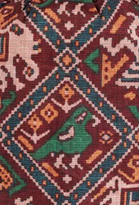 Ishani Maroon & Multi Silk Patola Print Potli With Tassels image 6