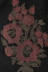 Set of 3: Kaani Black Floral Hand-Block Printed Cotton Slip with Plain Palazzo and Floral Hand-Block Printed Kota Dupatta image 5