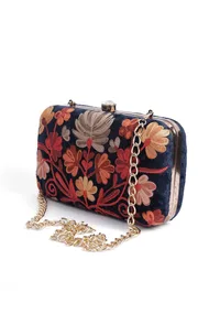 Navy Blue velvety rectangular clutch image 4