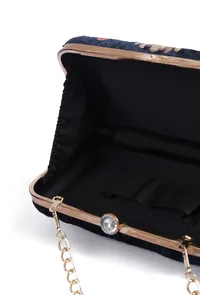 Navy Blue velvety rectangular clutch image 6