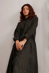 Dark Olive Cotton Khaadi Kurta image 1