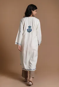 Alabaster Aari Embroidered Kashmiri Phiran-Free Size image 4