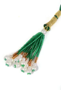 Rajshree Temple Heritage Kemp Necklace Set with Pearls image 4