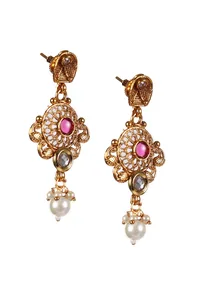 Rajshree Temple Heritage Kemp Necklace Set with Pearls image 5