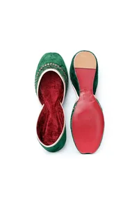 Emerald Contrast Velvet Jutti image 2