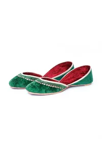 Emerald Contrast Velvet Jutti image 3