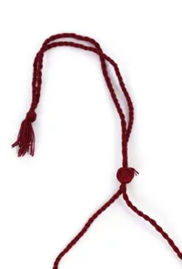 German Silver Premium Quality Designer Sheild Shapped Pendant With Maroon Thread Ball With Dori Necklace image 4