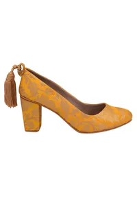 Yellow Brocade Block Heel image 3
