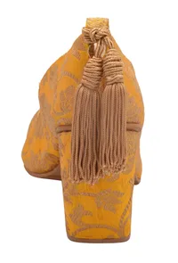 Yellow Brocade Block Heel image 5