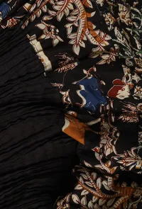 Set Of 3: Black Kurta With Kalamkari Palazzos And Dupatta image 2